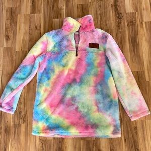 Southern Fried Chics size xl pastel tie-dye fuzzy pullover